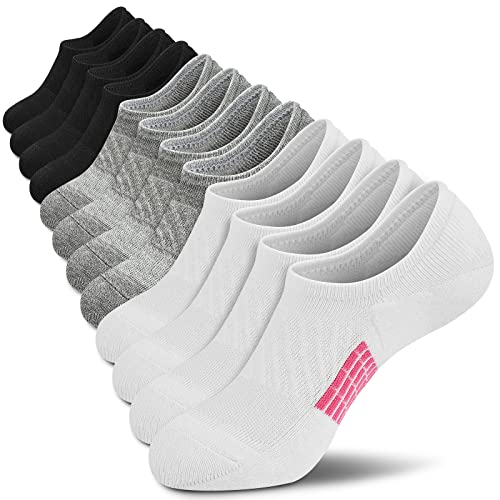 PAPLUS No Show Socks Womens 6 Pairs, Non Slip Cushioned Low Ankle Socks with Arch Support