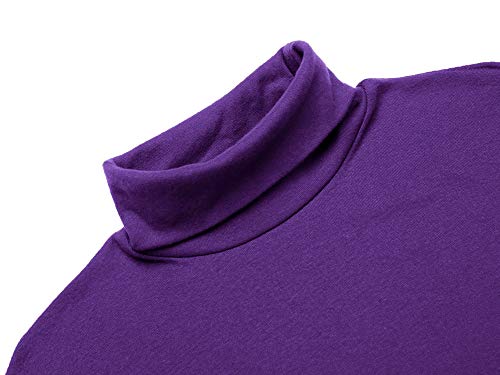 Mens Slim Fit Soft Cotton Blend Solid Turtleneck Pullover Sweaters Purple XL