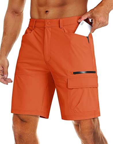 MAGCOMSEN Summer Shorts for Men Casual Cargo Shorts Quick Dry Hiking Shorts Outdoor Golf Shorts Orange,34