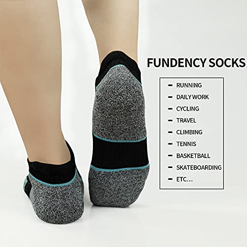 FUNDENCY 6 Pack Men's Ankle Athletic Socks Low Cut Breathable Running Tab Socks with Cushion Sole