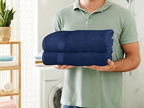 Utopia Towels - Luxurious Jumbo Bath Sheet 2 Piece - 600 GSM 100% Ring Spun Cotton Highly Absorbent and Quick Dry Extra Large Bath Towel - Super Soft Hotel Quality Towel (35 x 70 Inches, Navy)