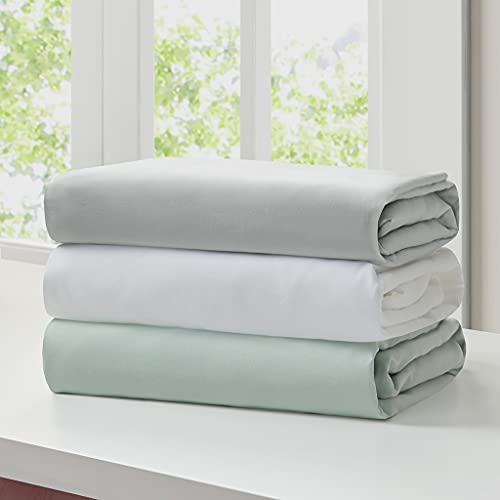 Comfort Spaces Coolmax Moisture Wicking Fitted Sheet ONLY Super Soft, Fade Resistant, All Elastic Deep Pocket Fits Up to 16" Mattress - Warm Weather Cooling Sheets for Night Sweats, Twin, Grey