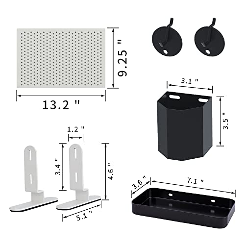 Insfashble Metal Pegboard Desk Organizer With DIY Small Storage Supplies Desk Decorations for Home and Work Area Desk Organization,13.2"x 9.25",White