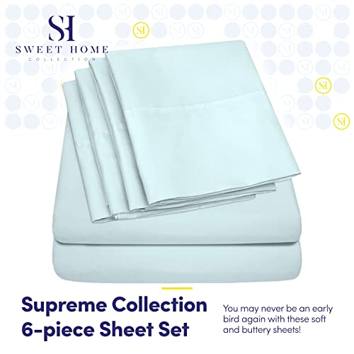 Queen Sheets Aqua - 6 Piece 1500 Supreme Collection Fine Brushed Microfiber Deep Pocket Queen Sheet Set Bedding - 2 Extra Pillow Cases, Great Value, Queen, Aqua