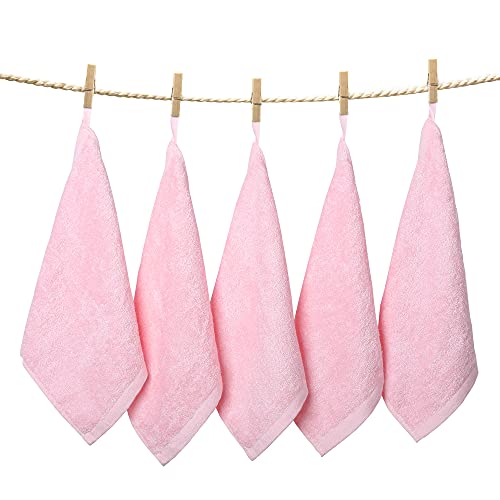 Yoofoss Luxury Washcloths Towel Set 10 Pack Baby Wash Cloth for Bathroom-Hotel-Spa-Kitchen Multi-Purpose Fingertip Towels and Face Cloths 10'' x 10'' - Pink