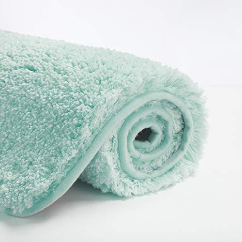 Suchtale Bathroom Rug Non Slip Bath Mat for Bathroom (16 x 24, Aqua) Water Absorbent Soft Microfiber Shaggy Bathroom Mat Machine Washable Bath Rug for Bathroom Thick Plush Rugs for Shower