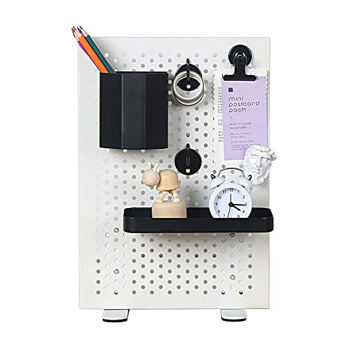 Insfashble Metal Pegboard Desk Organizer With DIY Small Storage Supplies Desk Decorations for Home and Work Area Desk Organization,13.2"x 9.25",White