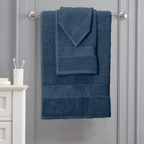 Belizzi Home Ultra Soft 6 Pack Cotton Towel Set, Contains 2 Bath Towels 28x55 inch, 2 Hand Towels 16x24 inch & 2 Wash Coths 12x12 inch, Ideal Everyday use, Compact & Lightweight - Mineral Blue