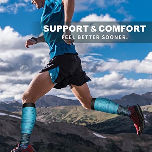 Bluemaple 6 Pack Copper Compression Socks for Women and Men Circulation-Best Support for Medical, Running,Nursing,Athletic