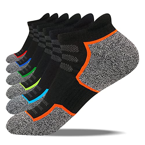 FUNDENCY 6 Pack Men's Ankle Athletic Socks Low Cut Breathable Running Tab Socks with Cushion Sole