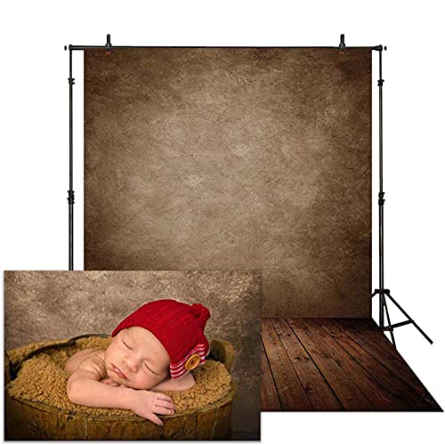 Allenjoy 5x7ft Soft Fabric Brown Wall with Wooden Floor Photography Backdrop Newborn Baby Photoshoot Abstract Portraits Photo Background Photographer Props