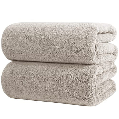POLYTE Quick Dry Lint Free Microfiber Bath Sheet, 35 x 70 in, Pack of 2 (Beige)