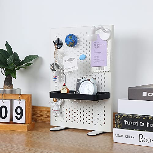 Insfashble Metal Pegboard Desk Organizer With DIY Small Storage Supplies Desk Decorations for Home and Work Area Desk Organization,13.2"x 9.25",White