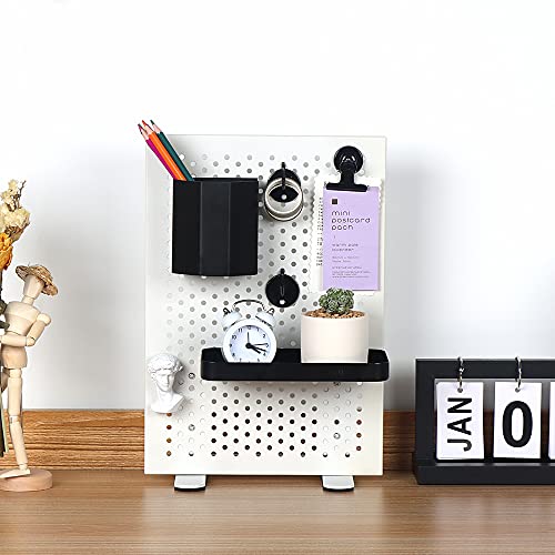 Insfashble Metal Pegboard Desk Organizer With DIY Small Storage Supplies Desk Decorations for Home and Work Area Desk Organization,13.2"x 9.25",White