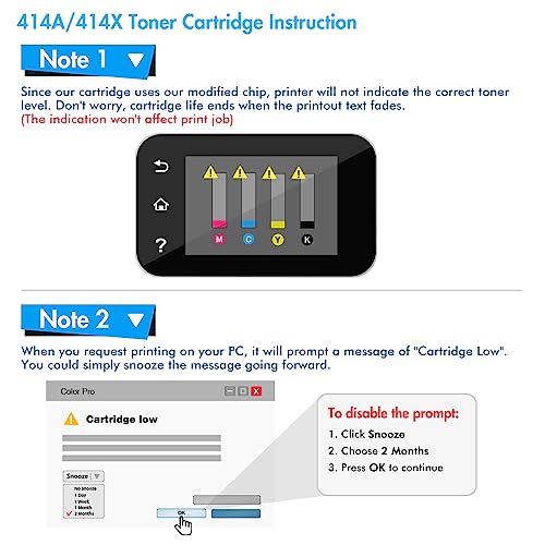 414A Toner Cartridges 4 Pack: (with Chip) Compatible Replacement for HP 414A 414X W2020A for HP Color Laserjet Pro MFP M479fdw M479fdn M454dw M454dn Printer Ink (Black Cyan Magenta Yellow)