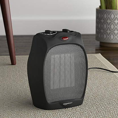 Efficient 1500W Ceramic Personal Heater | Adjustable Thermostat | Black