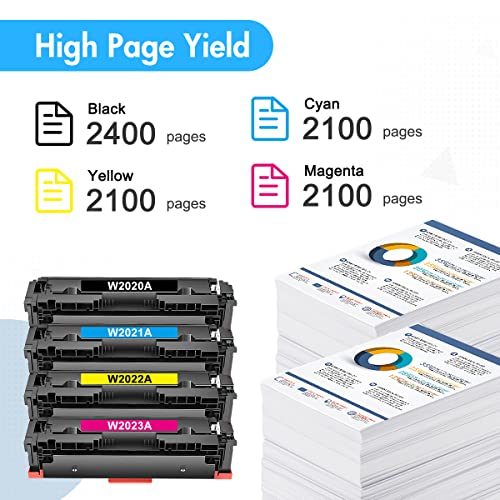 414A Toner Cartridges 4 Pack: (with Chip) Compatible Replacement for HP 414A 414X W2020A for HP Color Laserjet Pro MFP M479fdw M479fdn M454dw M454dn Printer Ink (Black Cyan Magenta Yellow)