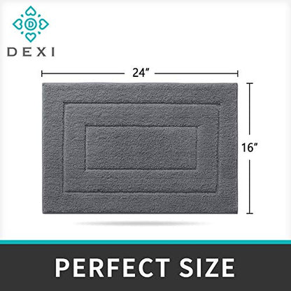 DEXI Bathroom Rug Mat, Extra Soft Absorbent Premium Bath Rug, Non-Slip Comfortable Bath Mat, Carpet for Tub, Shower, Bath Room, Machine Wash Dry, 16"x24", Grey