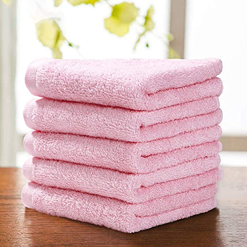 Yoofoss Luxury Washcloths Towel Set 10 Pack Baby Wash Cloth for Bathroom-Hotel-Spa-Kitchen Multi-Purpose Fingertip Towels and Face Cloths 10'' x 10'' - Pink