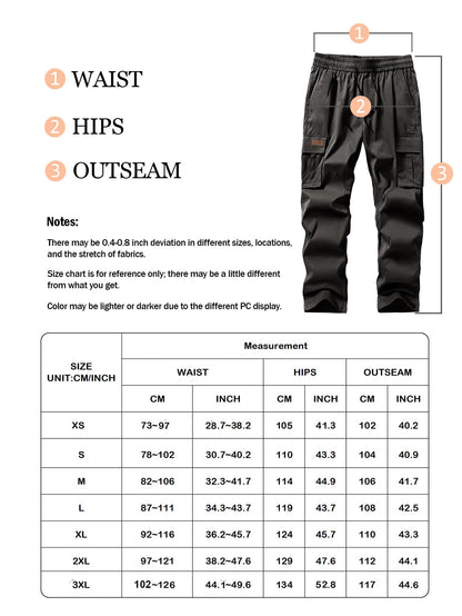 Comdecevis Men's Casual Cargo Pants Workout Joggers Stretch Sweatpants Hiking Drawstring Tactical Pants with Multi Pockets Dark Grey